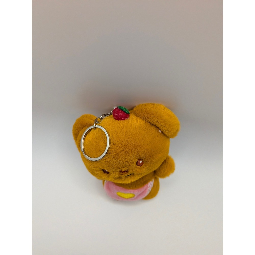 Kawaii Plush Teddy Bear Keychain Pink Heart Apron Lace Trim‎ Cherry Accent 5 in - Picture 2 of 8